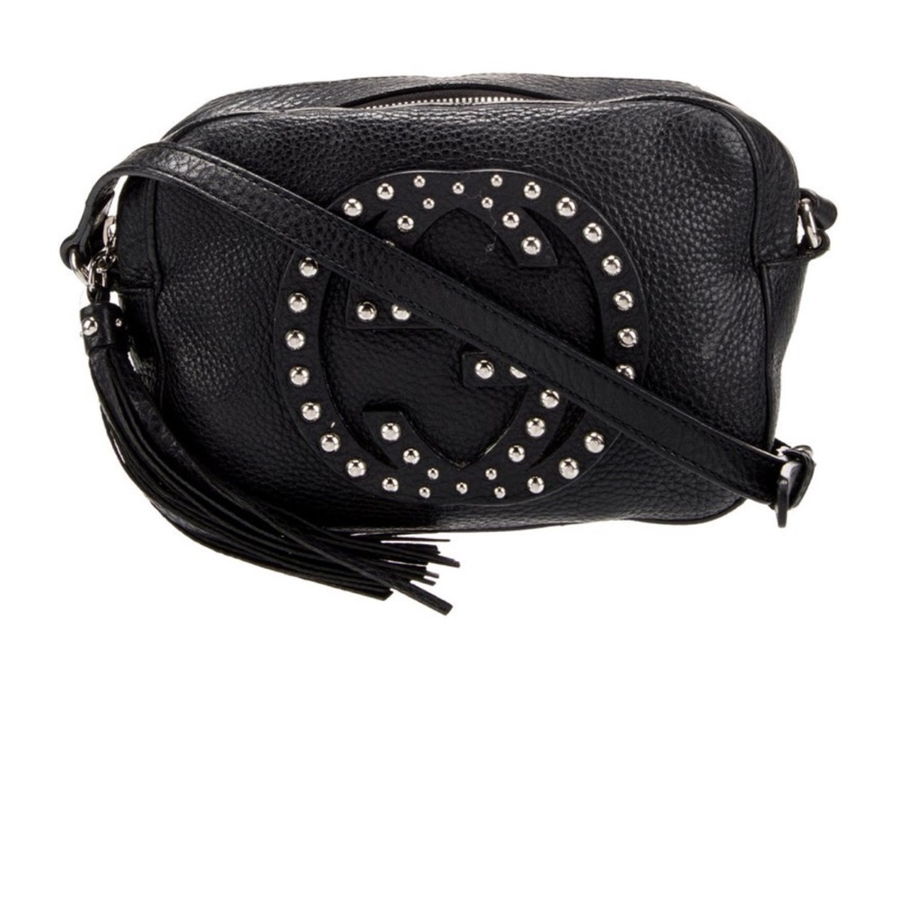 Gucci Black Leather Crossbody Bag with Silver Studs